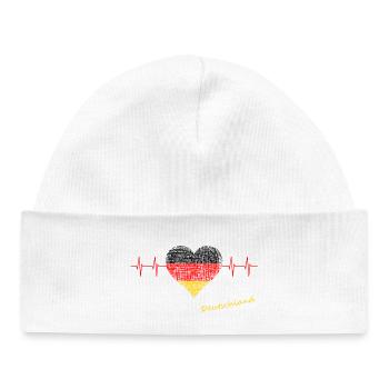 Flagge Deutschland Puls WM Nationalmannschaft  - Baby Organic Mütze - Weiß - Vorne