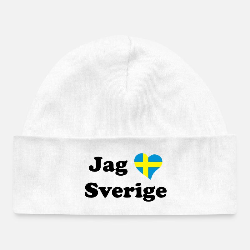Jag älskar Sverige - J'aime la Suède - Bonnet bébé bio - blanc