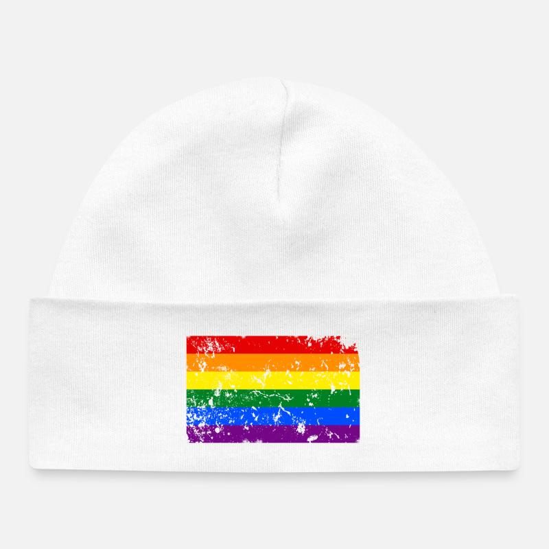 Effet vintage drapeau lgbt - Bonnet bébé bio - blanc