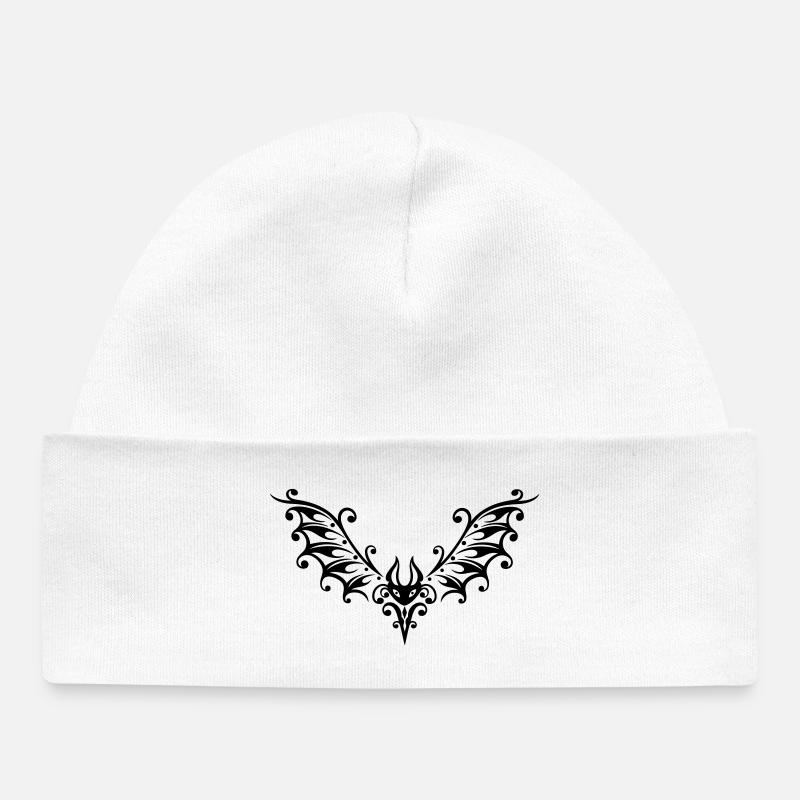 Bat bat tribal, - Bonnet bébé bio - blanc