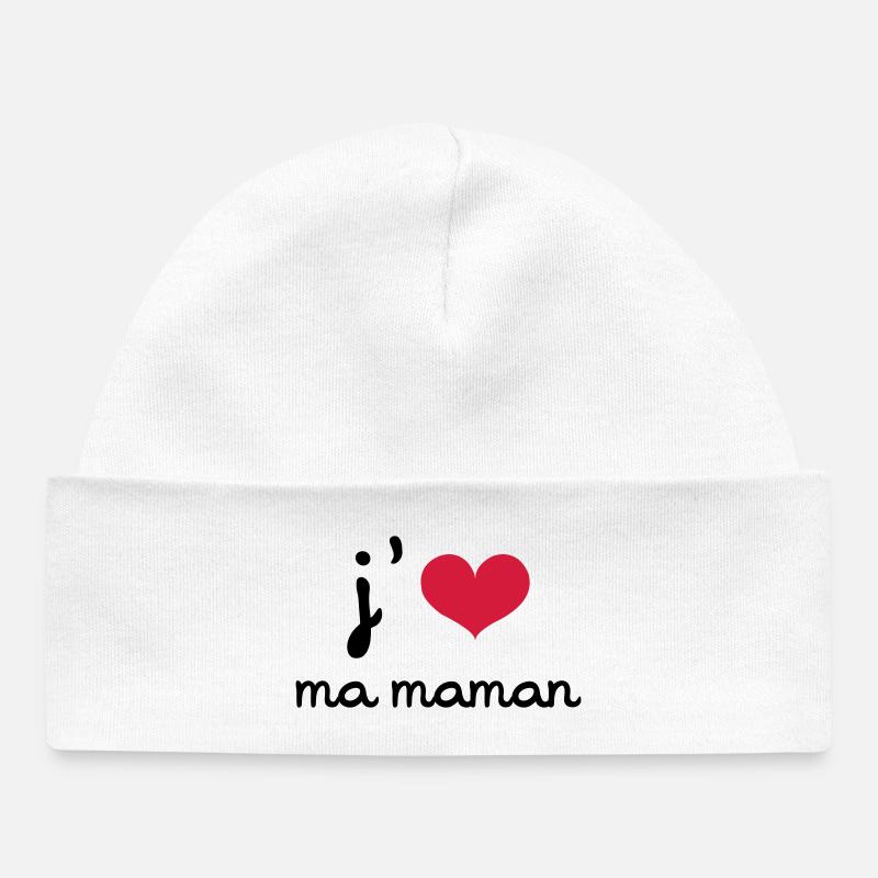 J'aime ma Maman - Bonnet bébé bio - blanc