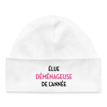 Déménageur / Déménagement / Déménager / Camion - Bonnet bébé bio - blanc - Devant