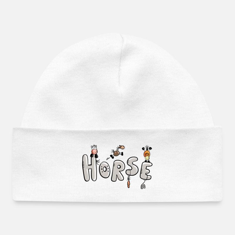Lettrage de chevaux - cheval - animal - Bonnet bébé bio - blanc