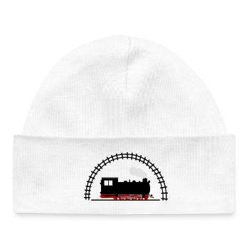 Locomotive à vapeur rail railroad - Bonnet bébé bio - blanc - Devant