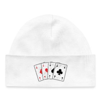 Carreaux coeur de pique---a jeu de cartes poker professionnel - Bonnet bébé bio - blanc - Devant