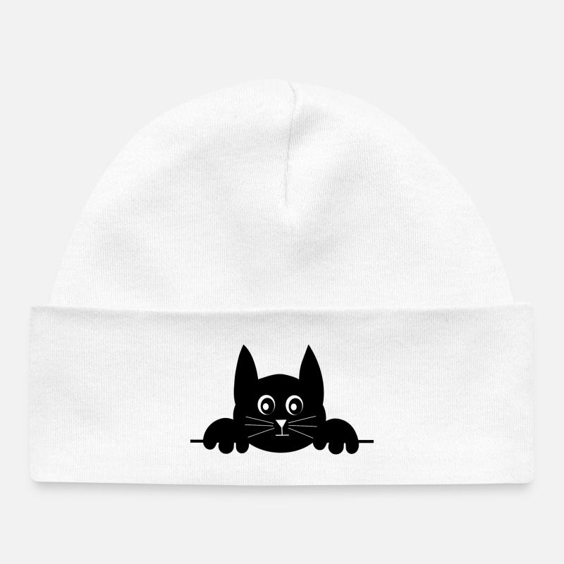 Drôle de chat – cadeau de design de chat mignon - Bonnet bébé bio - blanc