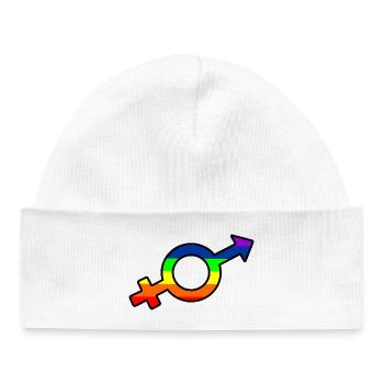 Gender transgender logo with rainbow - Baby Organic Beanie - white - Front