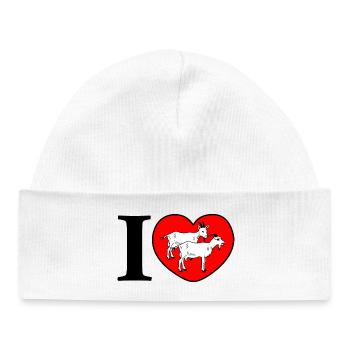 Des chèvres dans le cœur - Bonnet bébé bio - blanc - Devant