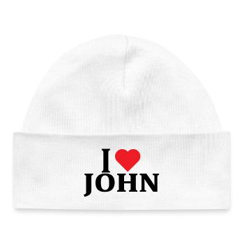 name t-shirt I love John t-shirt gift idea - Baby Organic Beanie - white - Front