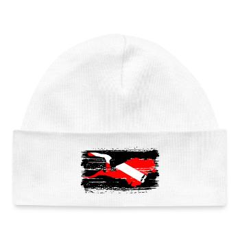 Éclaboussure cramoisi diagonale sur noir - Bonnet bébé bio - blanc - Devant