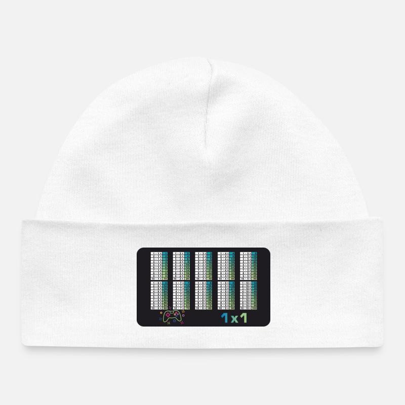 Game Controller - Small 1x1 - Math - Baby Organic Beanie - white
