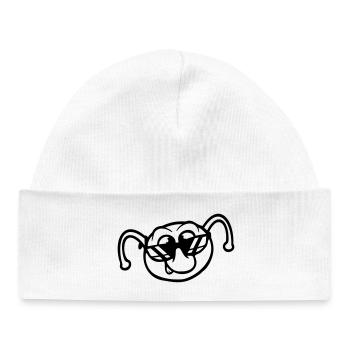 Caterpillar Sunglasses Cool Smile Cheeky Fun Comic - Baby Organic Beanie - white - Front