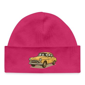 Yellow Vintage Carriage Illustration - Baby Organic Beanie - white - Front