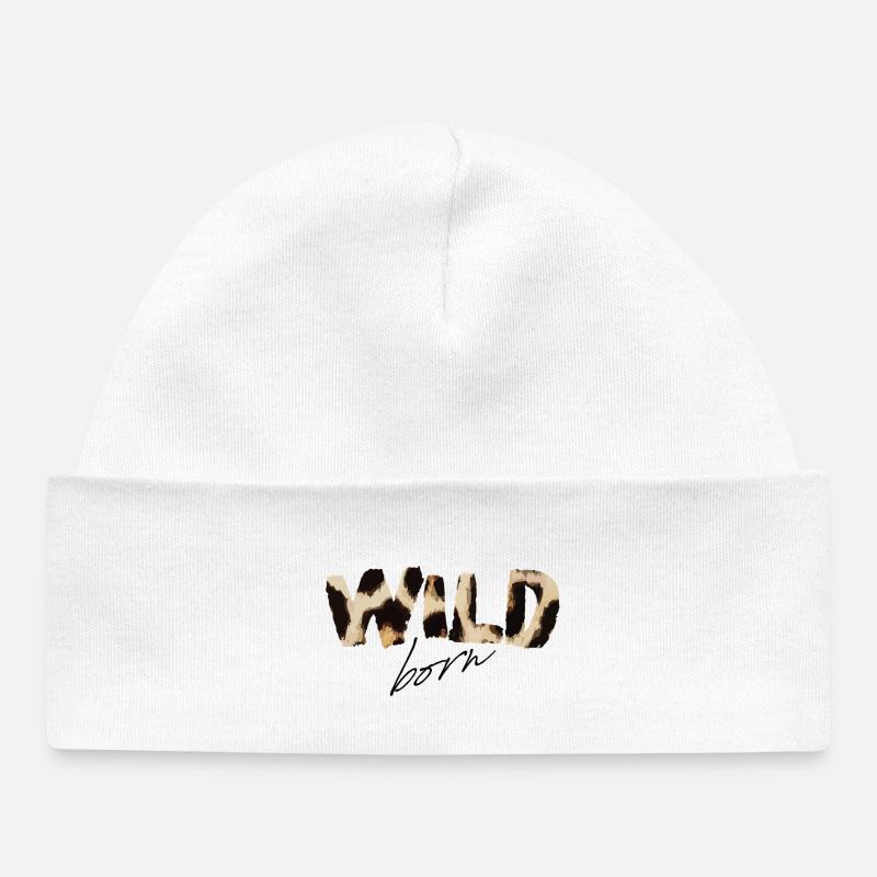 Wild Born Imprimé léopard - Bonnet bébé bio - blanc