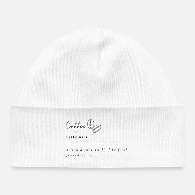 Impression minimale des grains de café - Bonnet bébé bio - blanc