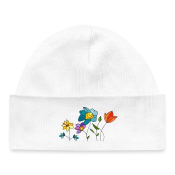 Fleur - Bonnet bébé bio - blanc - Devant