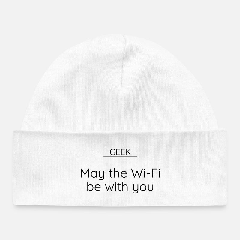 GEEK - Que le Wi-Fi soit avec vous - Bonnet bébé bio - blanc