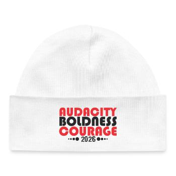 Audacity Boldness Courage 2026 - Baby Organic Beanie - white - Front