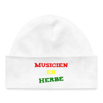 MUSICIEN EN HERBE ! (reggae, ska, dub) - Bonnet bébé bio - blanc - Devant