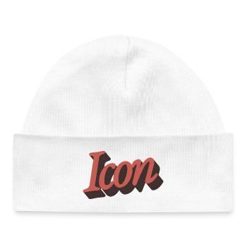 Écriture Retro Icon en orange d’automne - Bonnet bébé bio - blanc - Devant