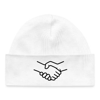 Poignée de main Travail d’équipe - Bonnet bébé bio - blanc - Devant