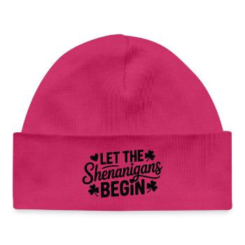 Shenanigans Begin Shamrock Script - Baby Organic Beanie - white - Front