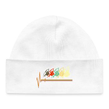 Saut en hauteur, battement de cœur, ECG, pulsation, athlétisme, art - Bonnet bébé bio - blanc - Devant