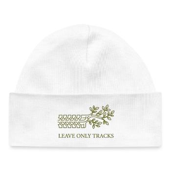 Leave Only Tracks Tree Tire Tread Art - Baby Organic Beanie - white - Front