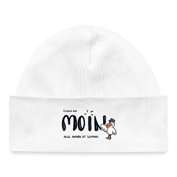 Moin Küstenseemöwe im Sailor-Style - Baby Organic Mütze - Weiß - Vorne