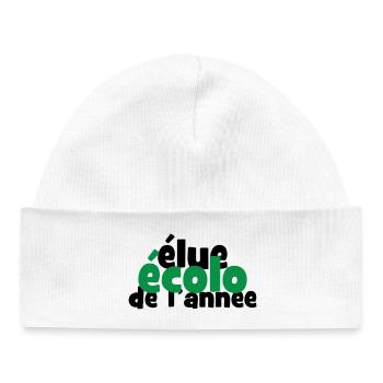 Distinction Elue Ecolo Année Typo - Bonnet bébé bio - blanc - Devant