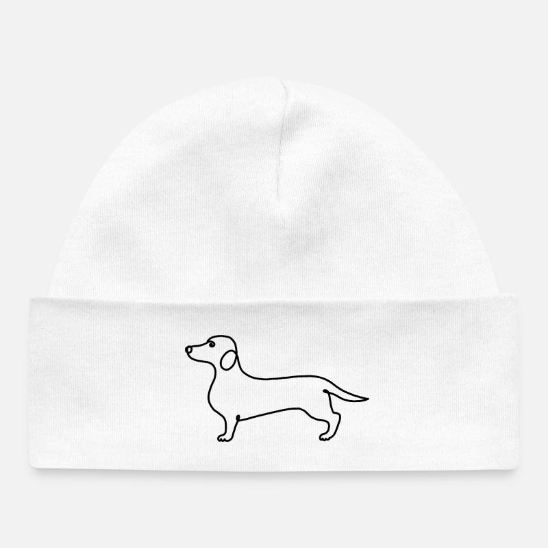 Minimalisme Teckel Illustration Moderne - Bonnet bébé bio - blanc