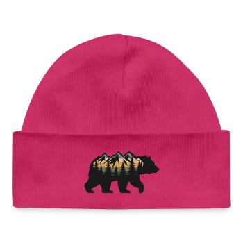 Bär Wald Berge Silhouette Braunbär Wildnis Grizzly - Baby Organic Mütze - Weiß - Vorne