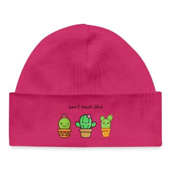 Cute cactus friends in pot - Baby Organic Beanie - white - Front