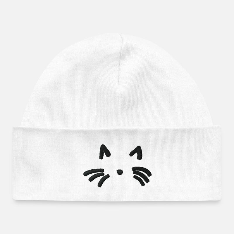 Contour Chat Brodé - Bonnet bébé bio - blanc