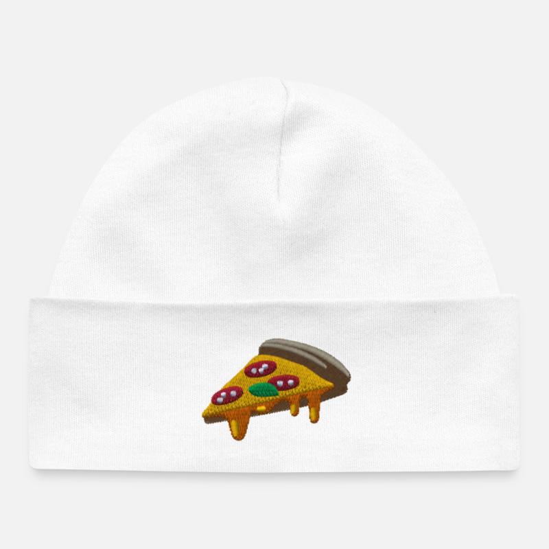 Pizza - Bonnet bébé bio - blanc