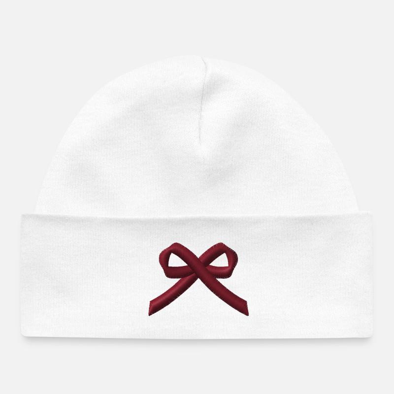 Noeud brodé - Bonnet bébé bio - blanc