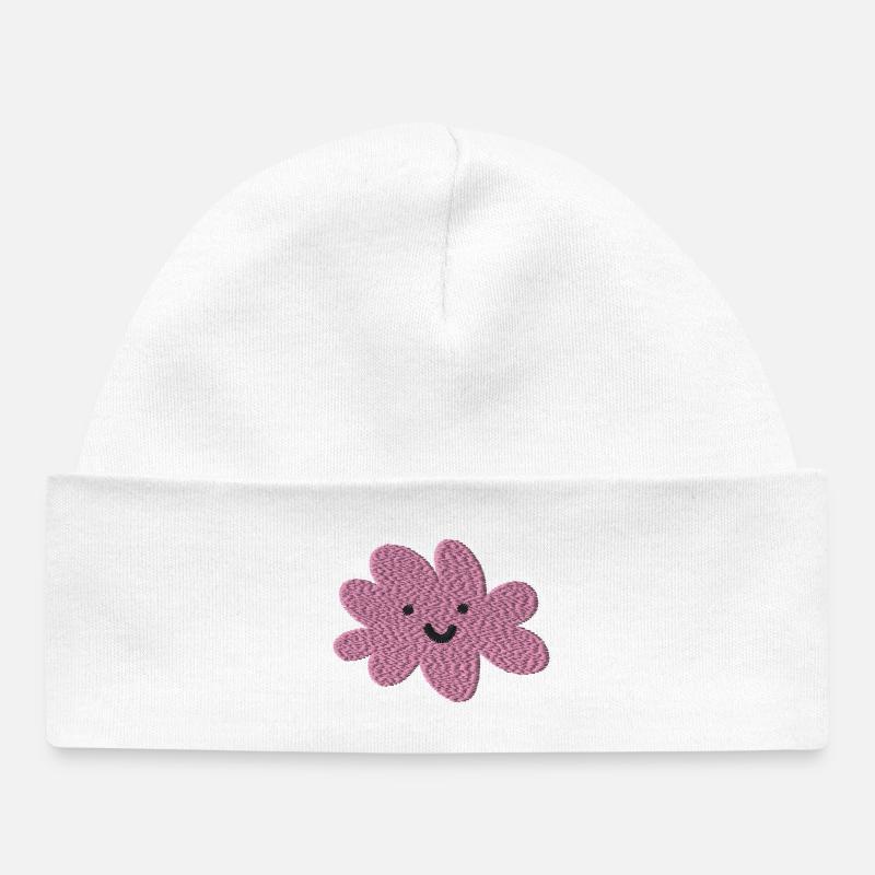 Nuage brodé - Bonnet bébé bio - blanc