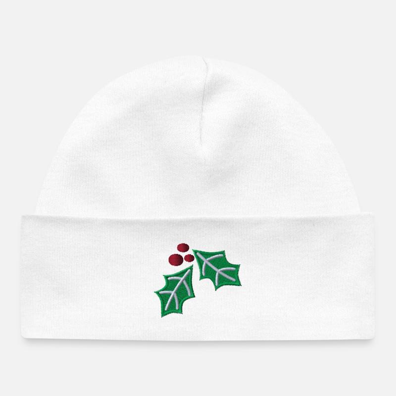 Cerisier cornaline brodé - Bonnet bébé bio - blanc