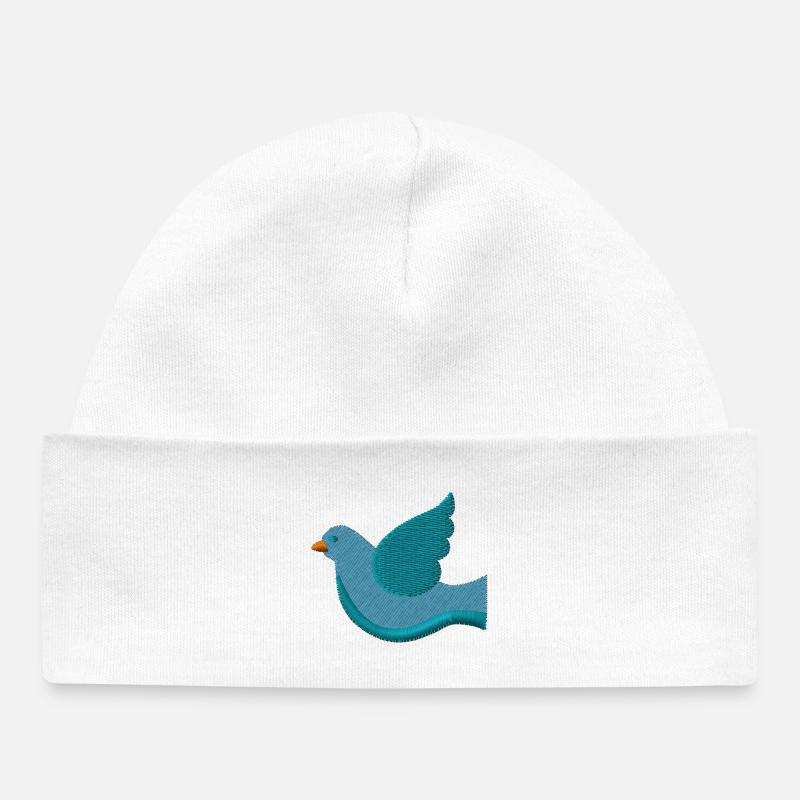 Colombe brodée - Bonnet bébé bio - blanc