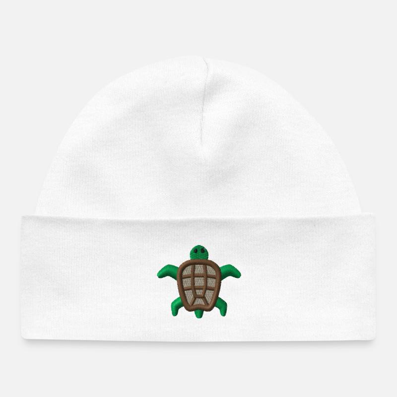 Tortue brodée - Bonnet bébé bio - blanc