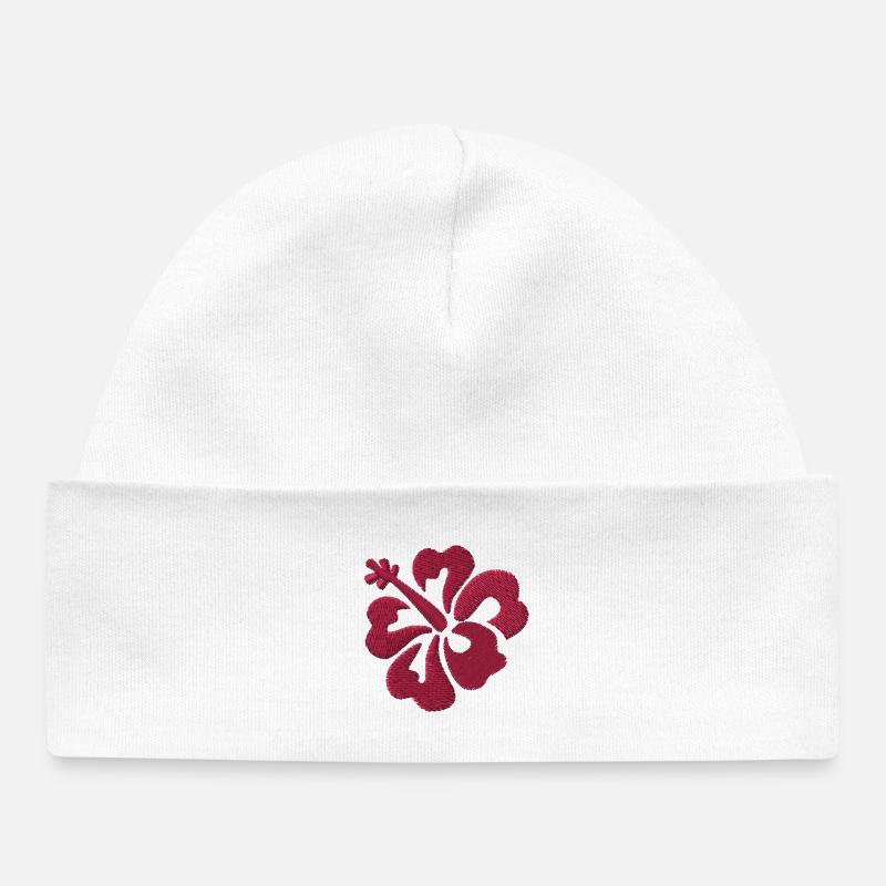 Fleur brodée - Bonnet bébé bio - blanc