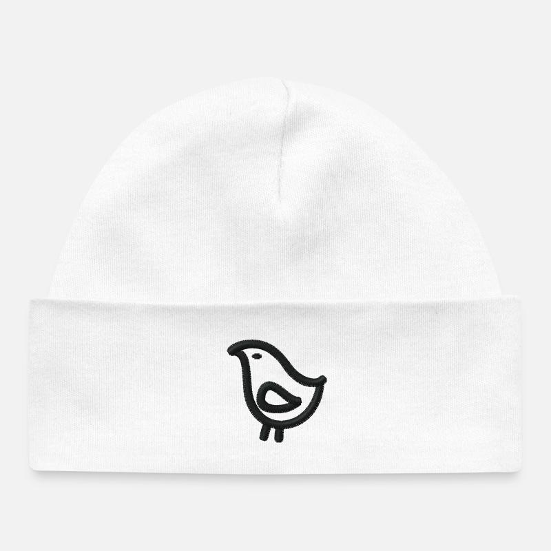 Petit oiseau brodé - Bonnet bébé bio - blanc