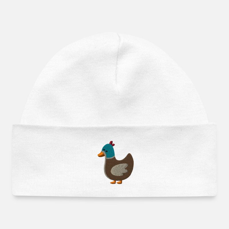 Canard brodé - Bonnet bébé bio - blanc
