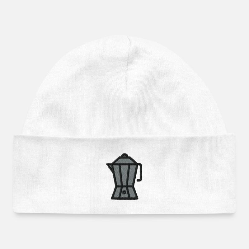 Cafetière à expresso brodée - Bonnet bébé bio - blanc