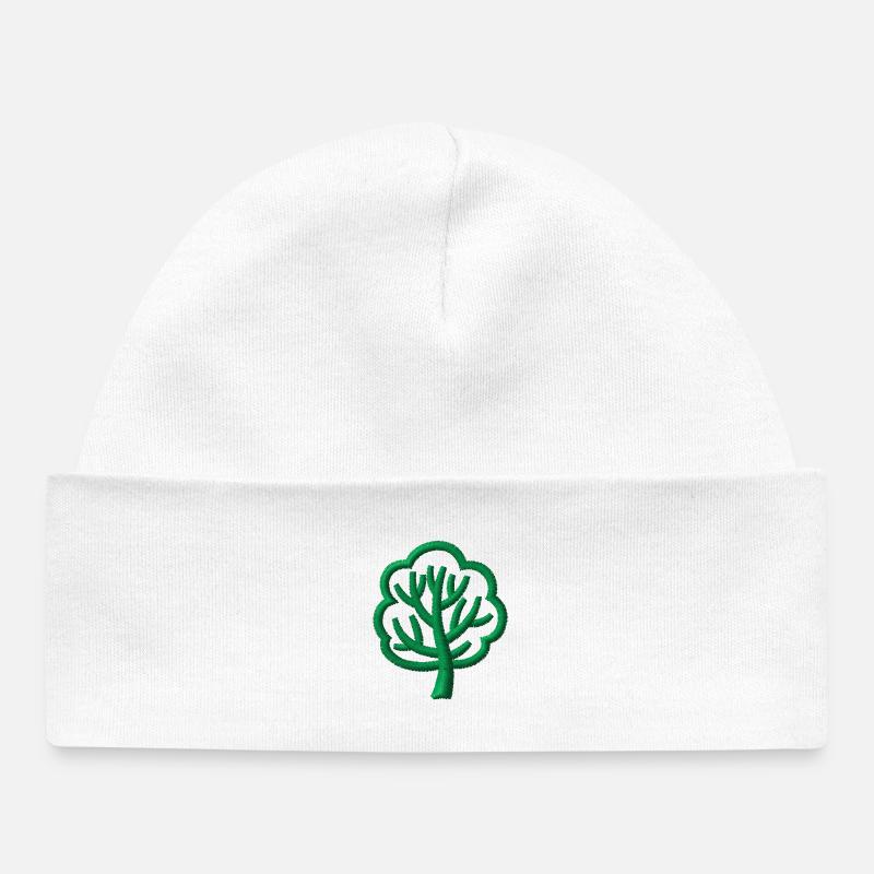 Arbre brodé - Bonnet bébé bio - blanc