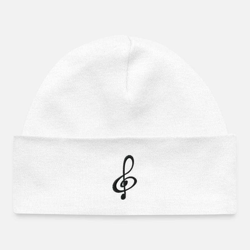 Note embroidered - Baby Organic Beanie - white