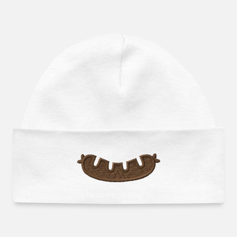 Bratwurst brodée - Bonnet bébé bio - blanc