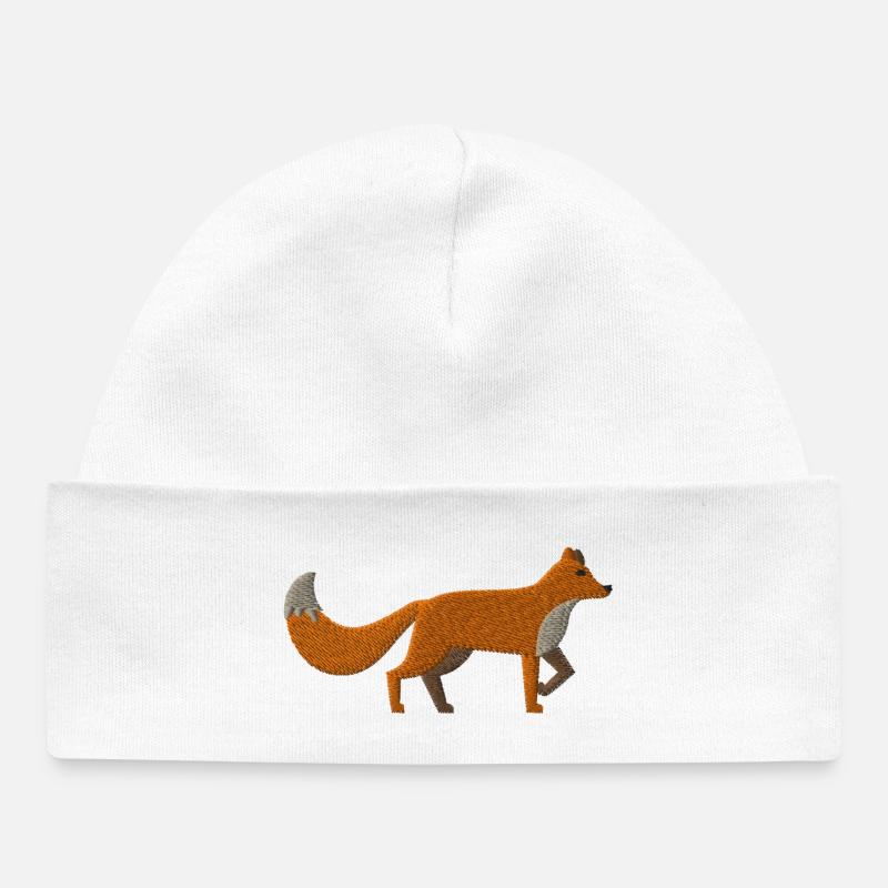 Renard brodé - Bonnet bébé bio - blanc