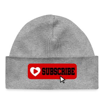 Fabulous YouTube Channel Subscribe Button Icon - Baby Organic Beanie - heather grey - Front