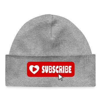 Fabulous YouTube Channel Subscribe Button Icon - Baby Organic Beanie - heather grey - Front